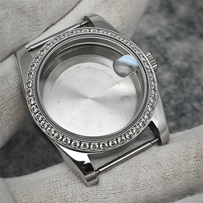 Oyster Diamond tainless Steel Watch Case with Sapphire Crystal Sfor NH35/NH36/4R