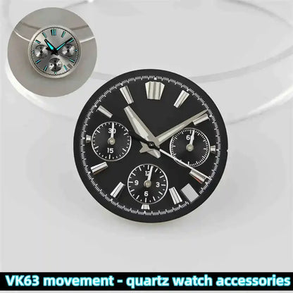 29.5mm Multicolor Watch Dial with Blue Luminous for VK63 Quartz Hand Movement