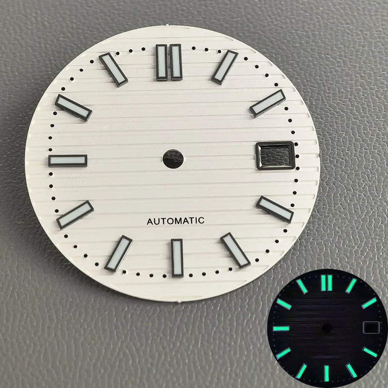 30.5mm Nautilus Green Luminous Watch Dial Fits NH35 NH36 NH38 4R35 4R36 6R 7S26