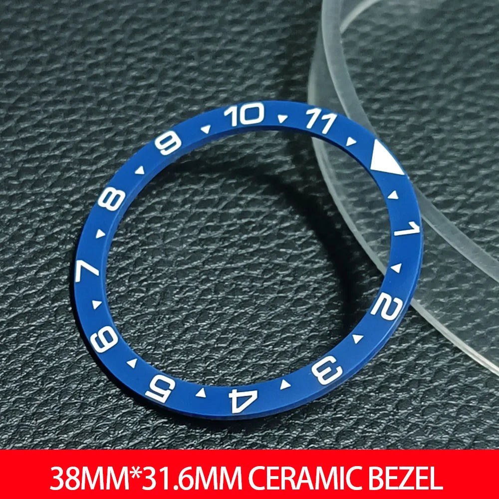 Flat Ceramic Bezel Insert 38mm*31.6mm Replacement Watch Parts accessories Luminous