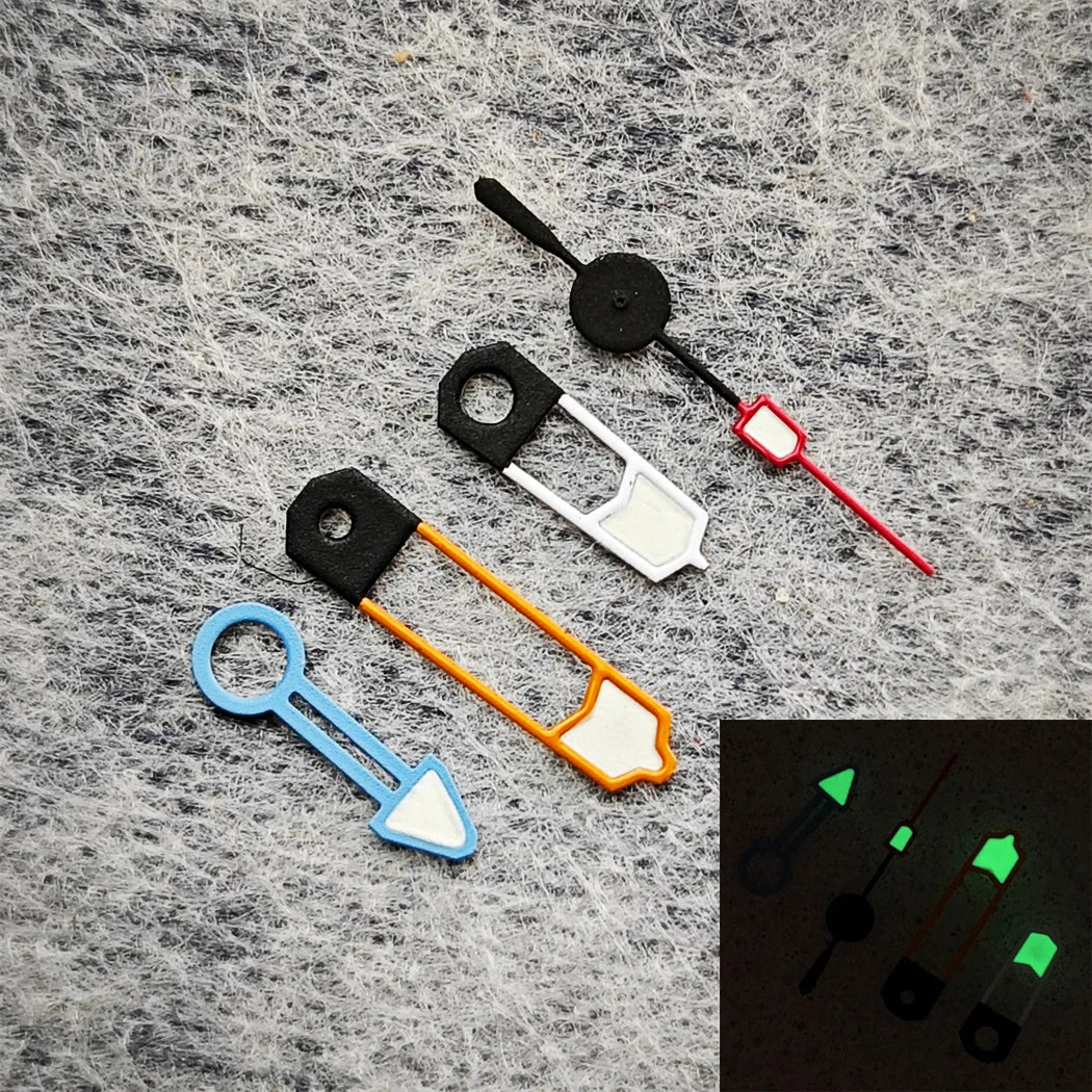 Orange White Blue Combination 4 Hands Green Luminous Watch Hands for NH34