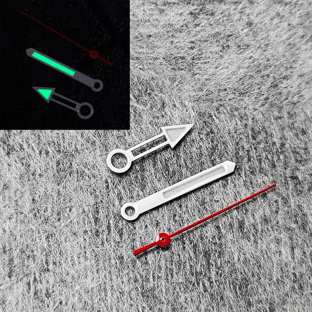 Green Luminous White Pointer Red Second Hand Watch Hands for NH35/NH36/4R/7S