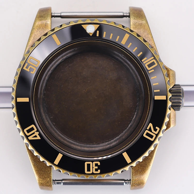 Bronze 40mm Watch Case Ceramic Bezel For SUB NH35/36/34/38/70 Sapphire Glass