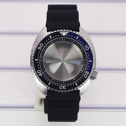 45mm Turtle Abalone Watch Case For NH35 NH36 NH34 NH38 Steel Chapter Ring Bezel