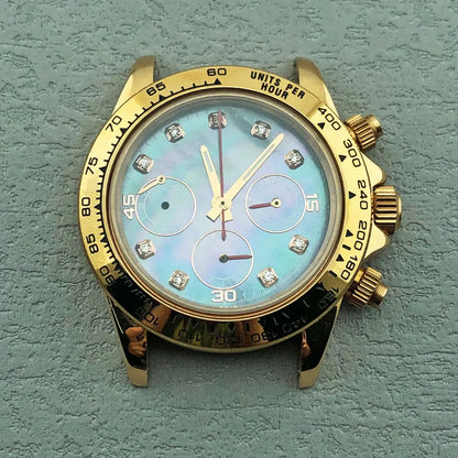 40mm Diamond Bezel Aurora Dial 316l Steel Sapphire Glass Case Suitable For VK63
