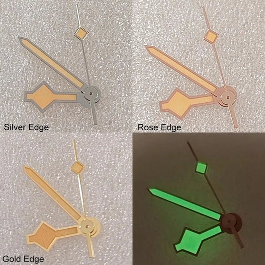 Green Luminous Silver/Rose/Gold Edge Orange Watch Hands for NH35 NH36 4R36