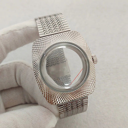 36.5mm Watch Case+Watch Strap Polished Bird's Nest Design for NH35/NH36/7S