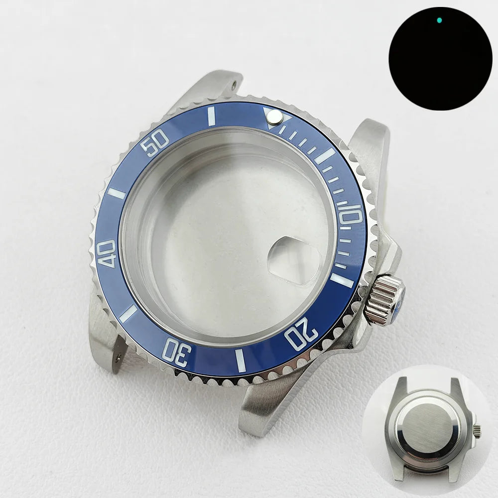 40.5MM Watch Case Single Day Calendar Window BGW9 Blue Luminous Bezel For NH35