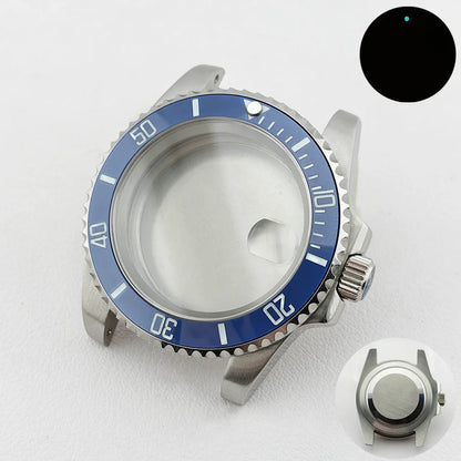 40.5MM Watch Case Single Day Calendar Window BGW9 Blue Luminous Bezel For NH35