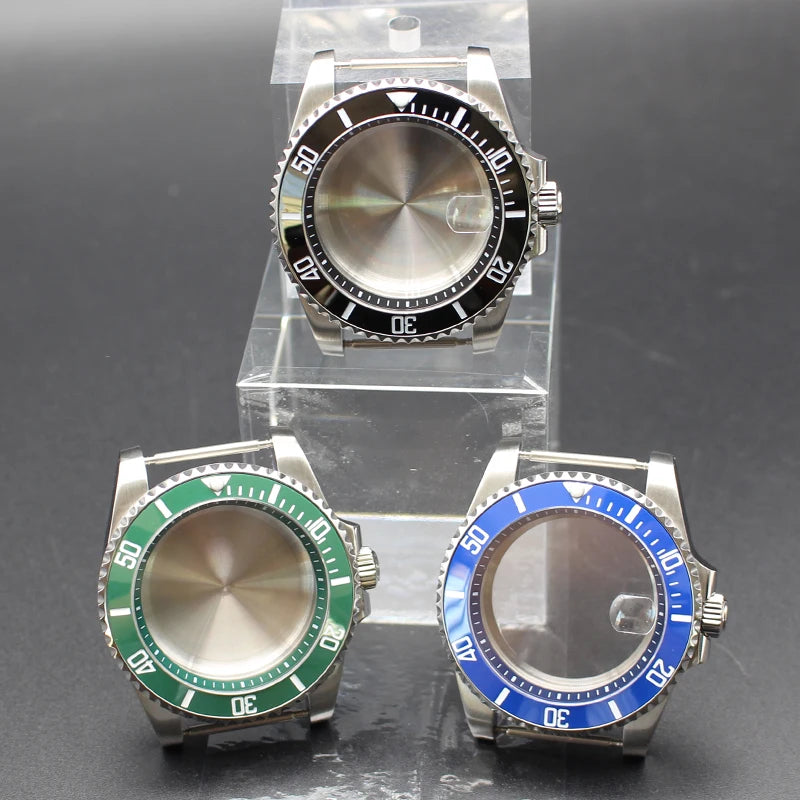 40mm Diver Watch Cases Ceramic Bezel Sapphire Glass For Sub NH35 NH36 NH34 NH38