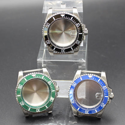 40mm Diver Watch Cases Ceramic Bezel Sapphire Glass For Sub NH35 NH36 NH34 NH38