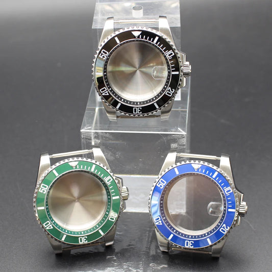 40mm Diver Watch Cases Ceramic Bezel Sapphire Glass For Sub NH35 NH36 NH34 NH38