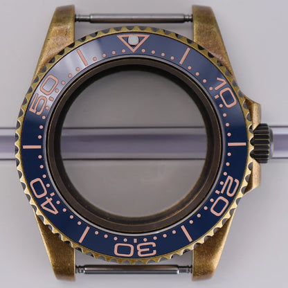 Bronze 40mm Watch Case Ceramic Bezel For SUB NH35/36/34/38/70 Sapphire Glass