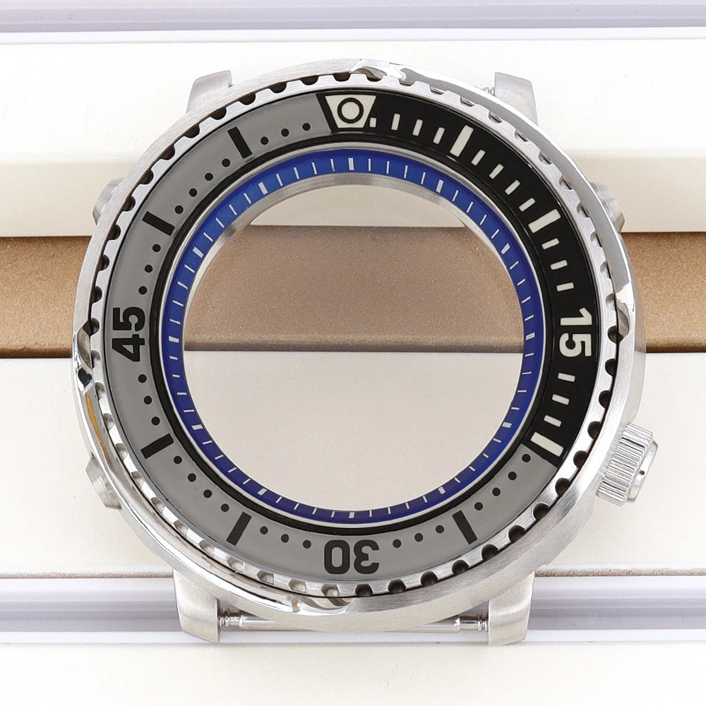 43mm Watch Case For NH34 NH35 NH36 NH38 Tuna Sapphire Crystal Luminous Bezel