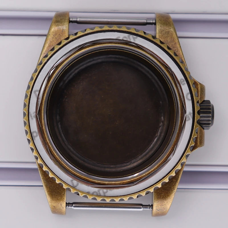 Bronze 40mm Watch Case Ceramic Bezel For SUB NH35/36/34/38/70 Sapphire Glass