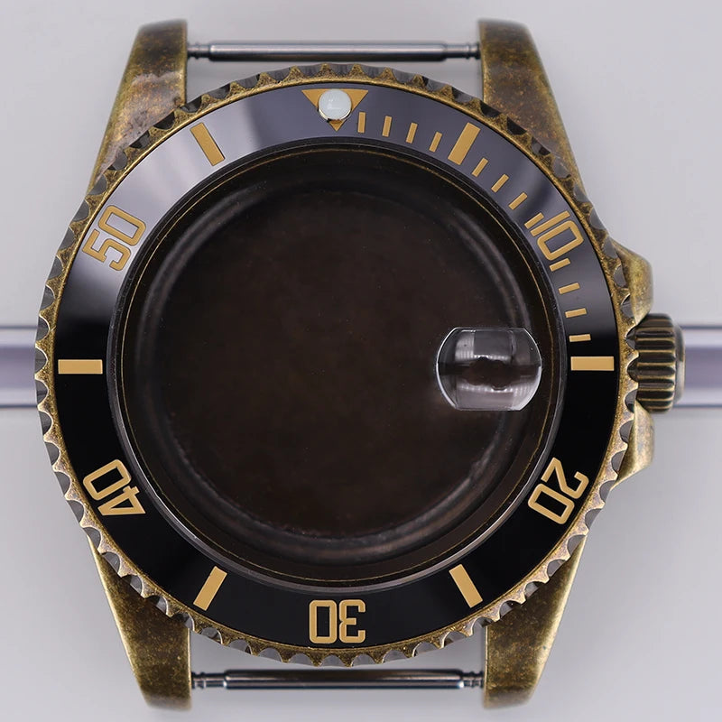 Bronze 40mm Watch Case Ceramic Bezel For SUB NH35/36/34/38/70 Sapphire Glass