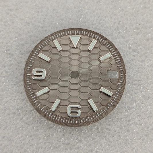 28.5mm Watch Dial Honeycomb Pattern Green Luminous for NH35 Movement