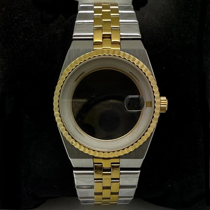 39.5mm Land-Dwellwe GOLD Case+Strap Sapphire Glass Luminou 33.8mm Dial Fit NH35