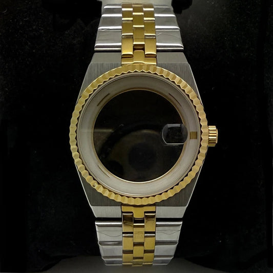39.5mm Land-Dwellwe GOLD Case+Strap Sapphire Glass Luminou 33.8mm Dial Fit NH35
