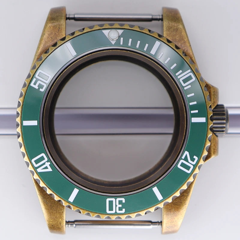 40mm Bronze SUB Watch Case Bezel For NH35/36 GMT NH34/38 4R36 Sapphire Crystal