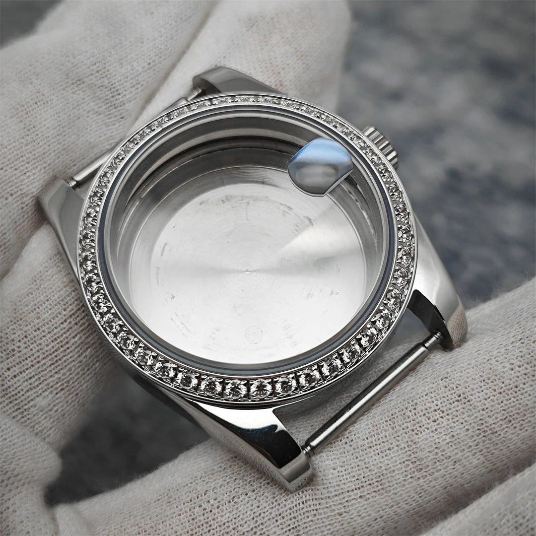 Oyster Diamond tainless Steel Watch Case with Sapphire Crystal Sfor NH35/NH36/4R