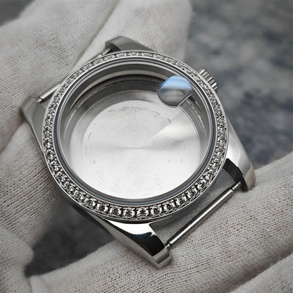 Oyster Diamond tainless Steel Watch Case with Sapphire Crystal Sfor NH35/NH36/4R