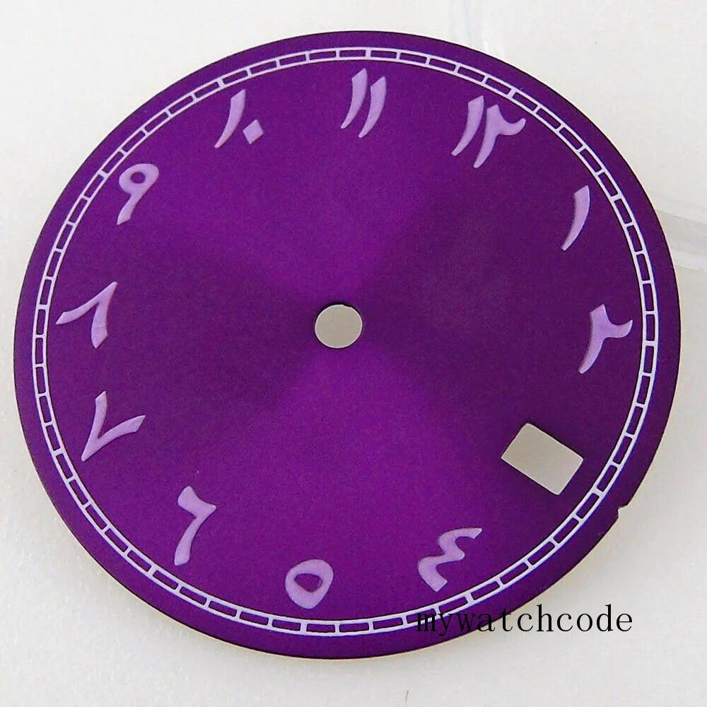 Bliger 29mm multicolor watch dial with green lume, compatible with NH35A NH36A automatic movements.