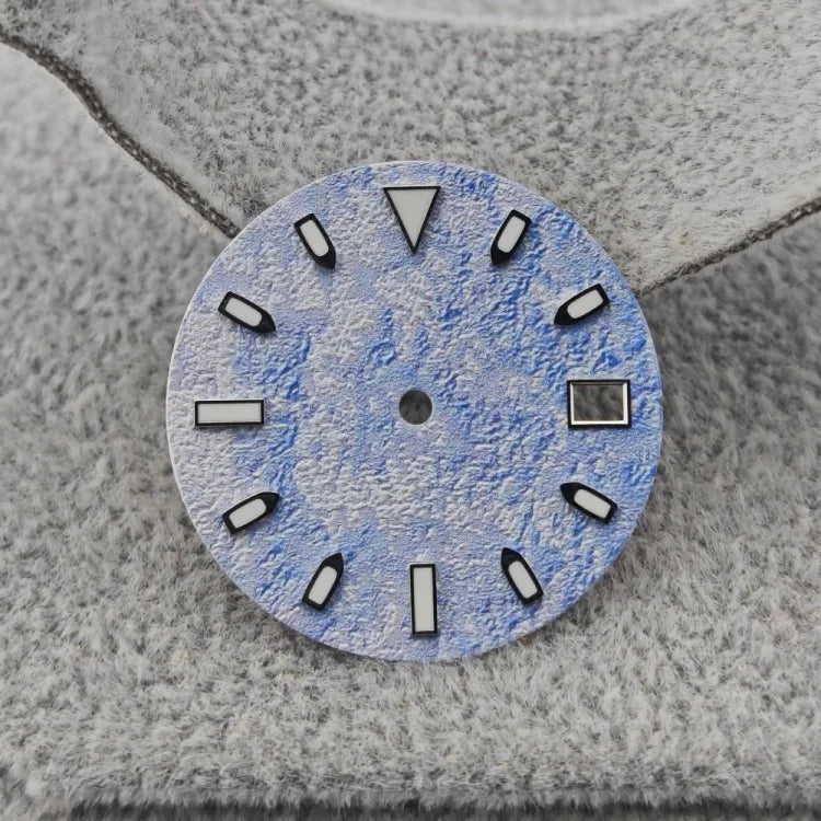 28.5mm Watch Dial Snow Frost Surface Wrinkle Texture Green Luminous for NH35