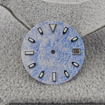 28.5mm Watch Dial Snow Frost Surface Wrinkle Texture Green Luminous for NH35