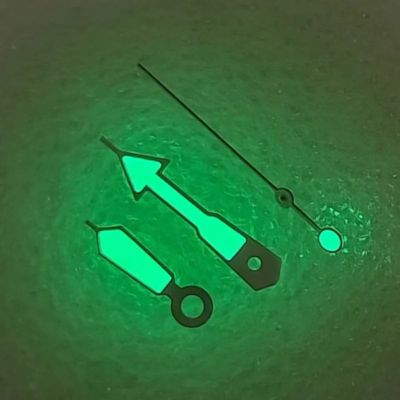Modified Green Luminous White Border Watch Hands for NH35/NH36/4R/7S Movement