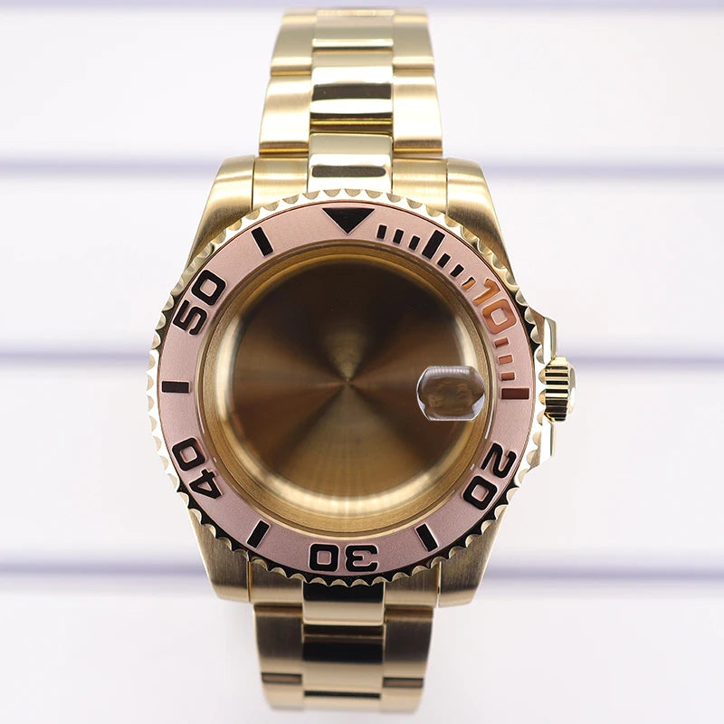 PVD 40mm Watch Case Sapphire For Nh35 Nh36 Nh34 Nh38 Eta 2824 Miyota 8215 YACHT