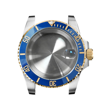 40mm Steel Gold Edge Watch Case Sapphire Date Magnifying Glass for NH35/NH36