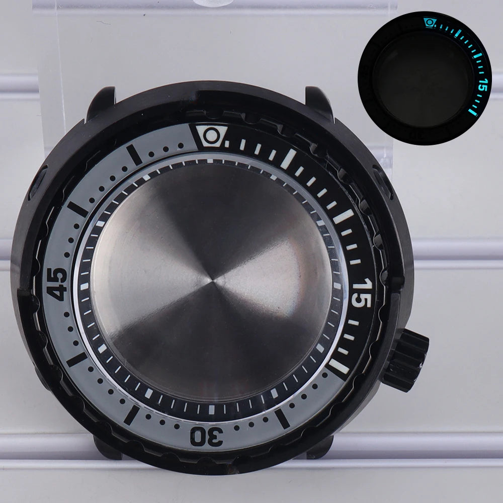 47mm Watch Case C3 Luminous Bezel For NH35 NH36 NH38 4R36 Modified Tuna Can