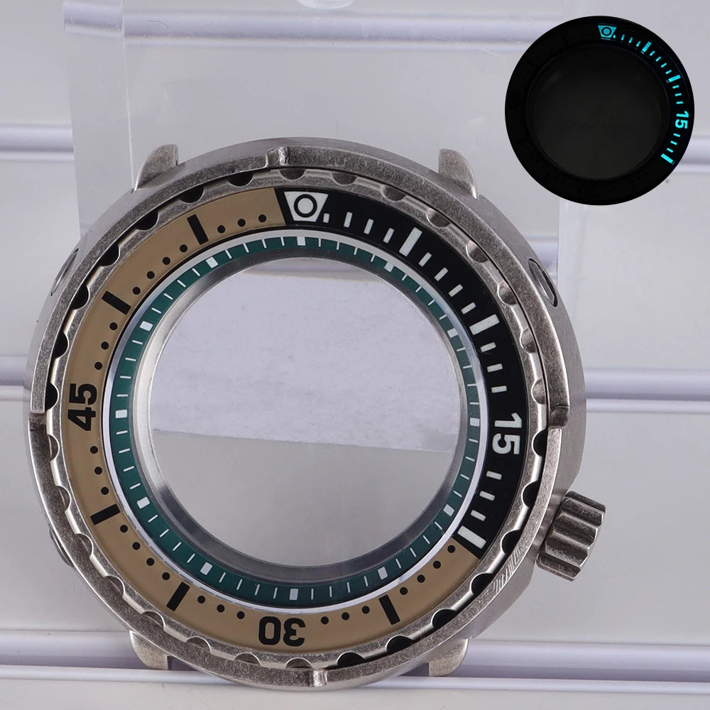 47mm Steel Watch Case C3 Bezel For NH35 NH36 NH38 Tuna Can Mod 200M Waterproof