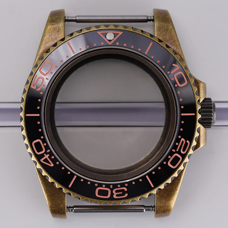 Bronze 40mm Watch Case Ceramic Bezel For SUB NH35/36/34/38/70 Sapphire Glass