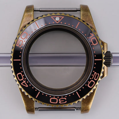 Bronze 40mm Watch Case Ceramic Bezel For SUB NH35/36/34/38/70 Sapphire Glass