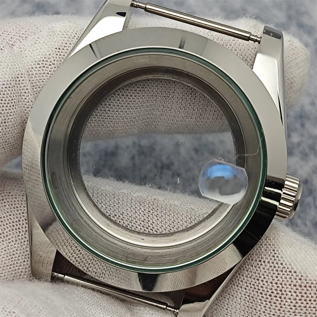 39mm Steel Watch Case Gear Ring Case with Sapphire Glass for NH35/ NH36/ 4R