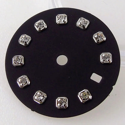 Nologo Sunburst dial face with rhinestone markers for 26mm lady watch, fits NH05 NH06 NH07 movements.