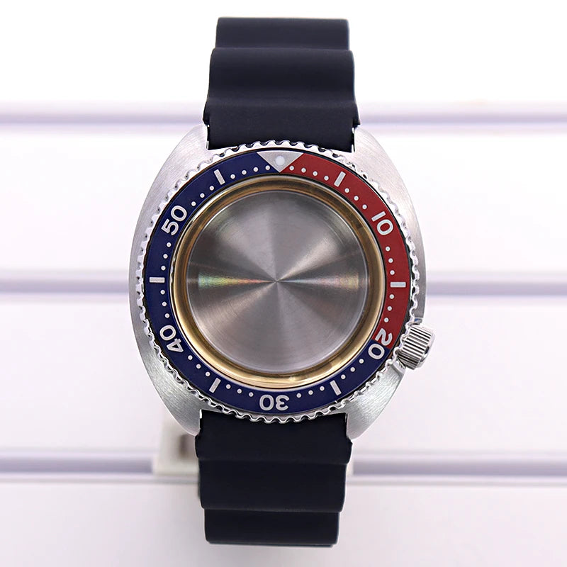 45mm Turtle Abalone Watch Case For NH35 NH36 NH34 NH38 Steel Chapter Ring Bezel