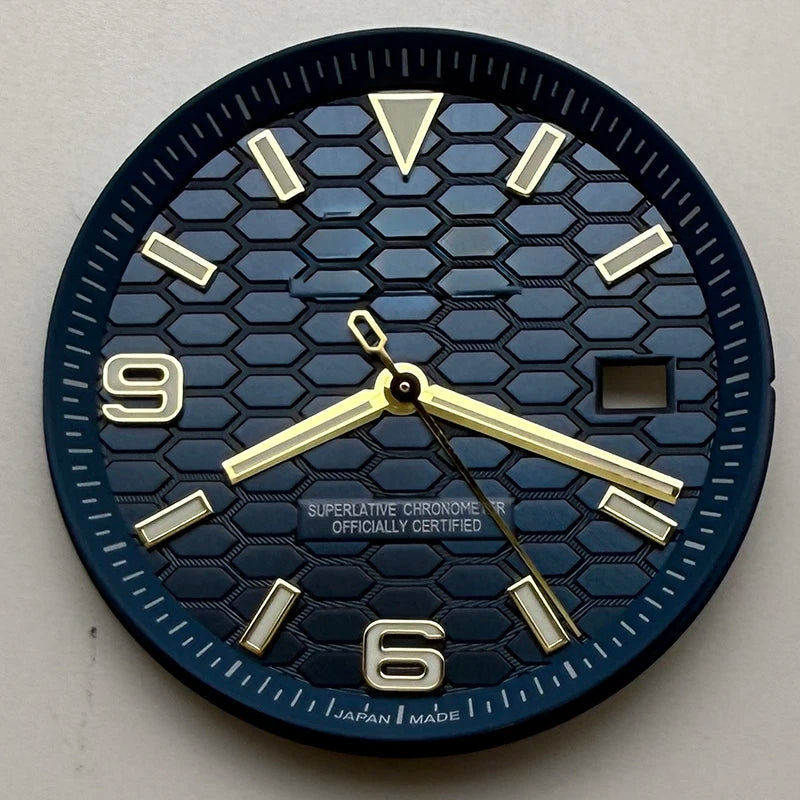 39.5mm Land-Dwellwe GOLD Case+Strap Sapphire Glass Luminou 33.8mm Dial Fit NH35