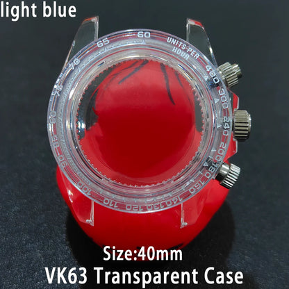 40mm Acrylic Transparent Case Suitable For VK63 Watchs Case 20mm Strap Modified