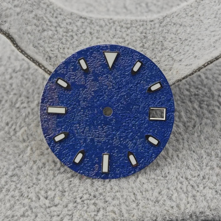 28.5mm Watch Dial Snow Frost Surface Wrinkle Texture Green Luminous for NH35