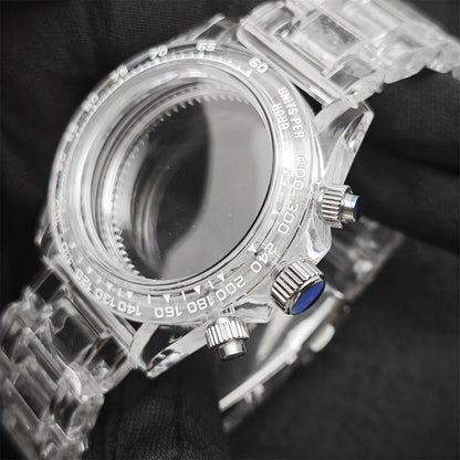 39mm Transparent Acrylic Watch Case 20mm Watch Bands Set 29.5mm Dial  for VK63
