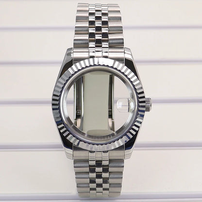 36mm/39mm Fluted Watch Case Sapphire Glass For NH35 NH36 NH38 Miyota 8215 8205