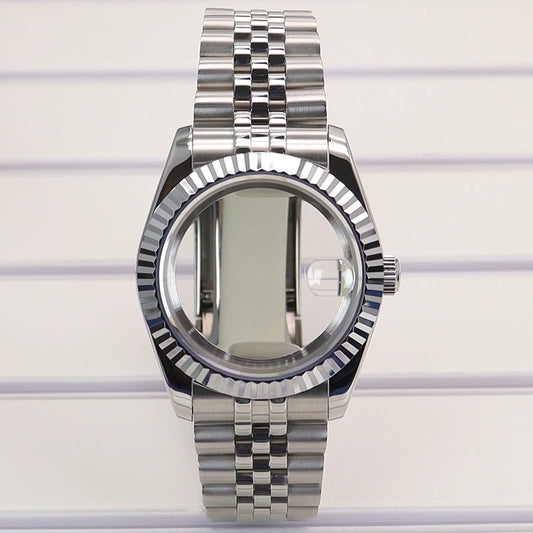 36/39mm Sapphire Case Fluted Curved Bezel For NH35 NH36 NH38 Miyota 8215 8205