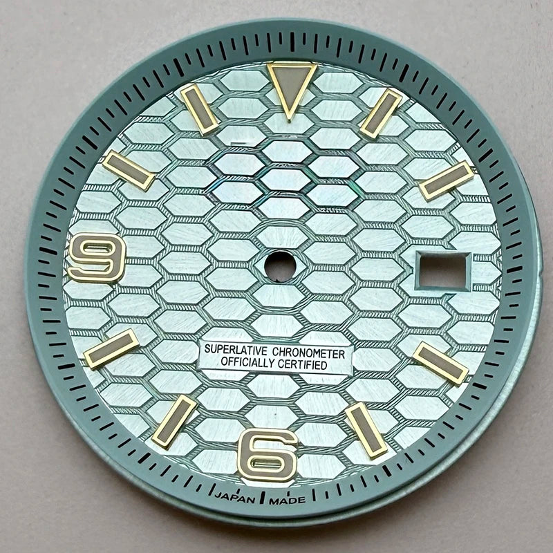 39.5mm Land-Dwellwe GOLD Case+Strap Sapphire Glass Luminou 33.8mm Dial Fit NH35