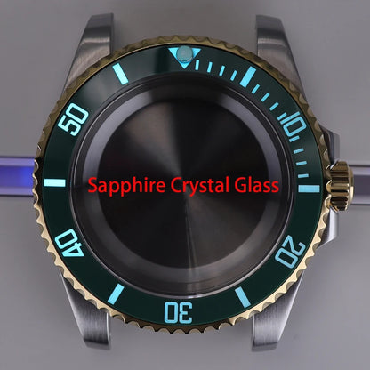 40mm Watch Case Ceramic Bezel Sapphire For NH35/36 Miyota 8215 Eta 2824 PT5000