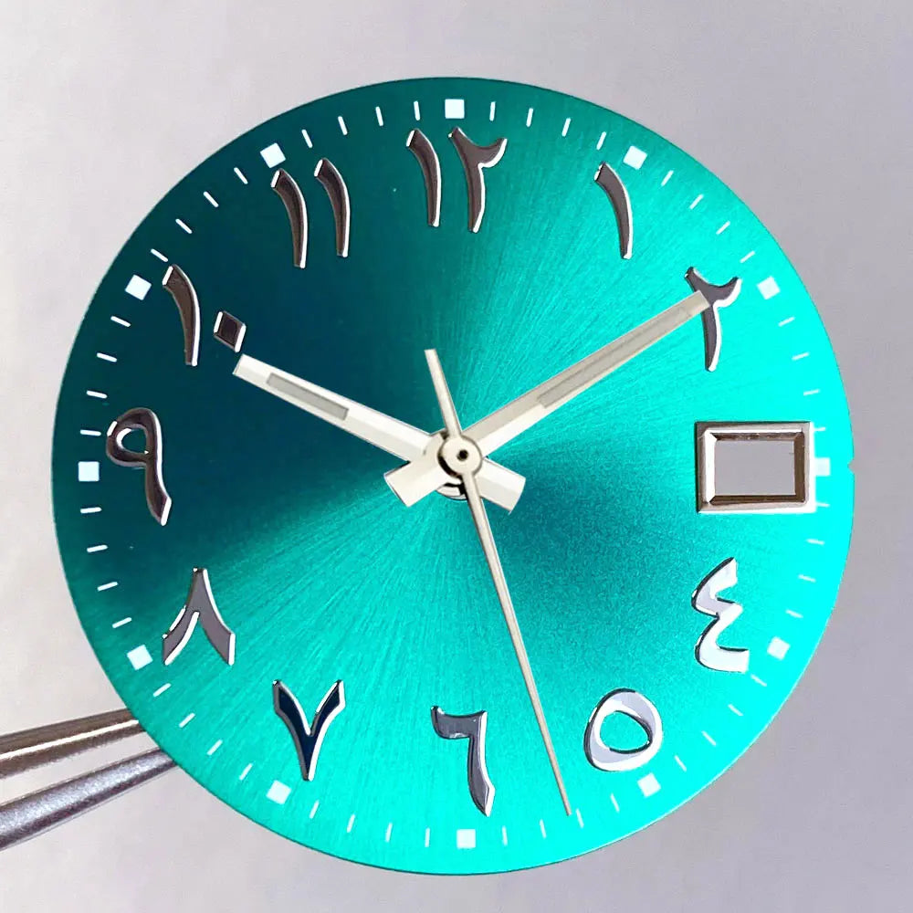 Black Blue Green Sunburst Arabic Numerals Watch Dial 28.5mm for SKX NH35 NH36 Automatic Dive Watch