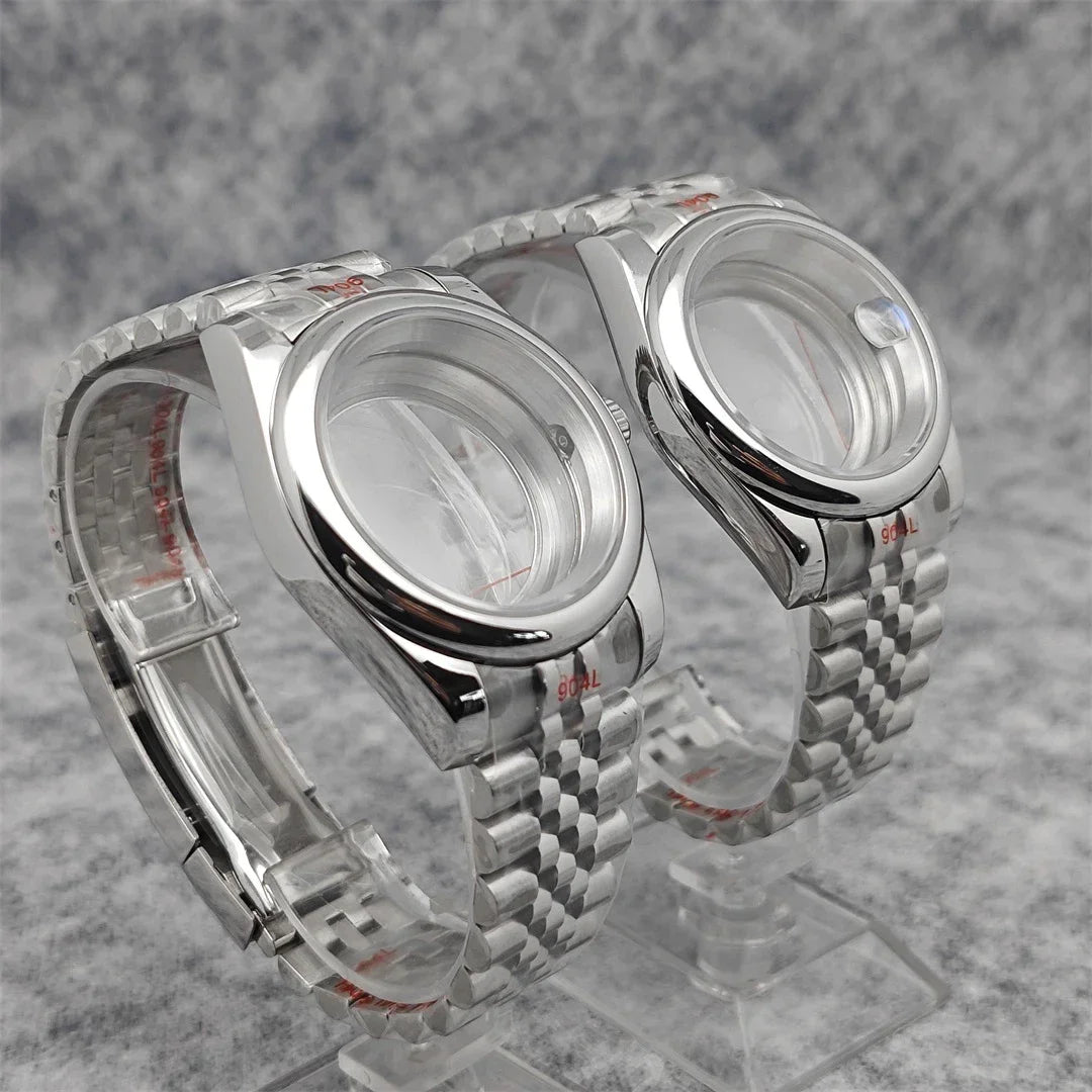 39mm Steel  Watch Case for NH35 NH36 4R 7S Case +Strap with Sapphire Crystal