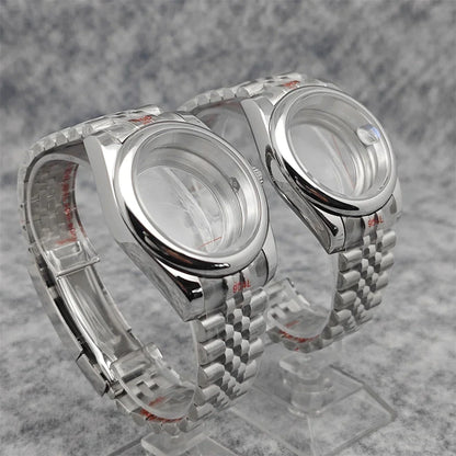 39mm Steel  Watch Case for NH35 NH36 4R 7S Case +Strap with Sapphire Crystal